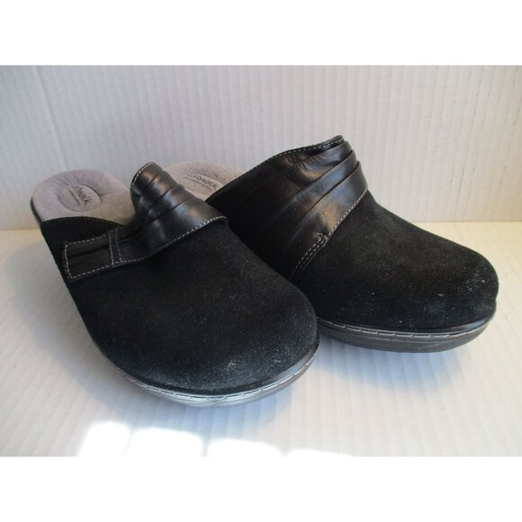 *SoftWalk Black Mule Slides Leather Upper Accent Stitching - 7WW - Picture 2 of 9